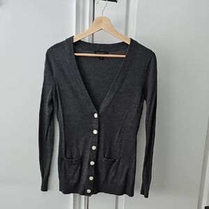 Banana Republic Charcoal Button-Up Cardigan